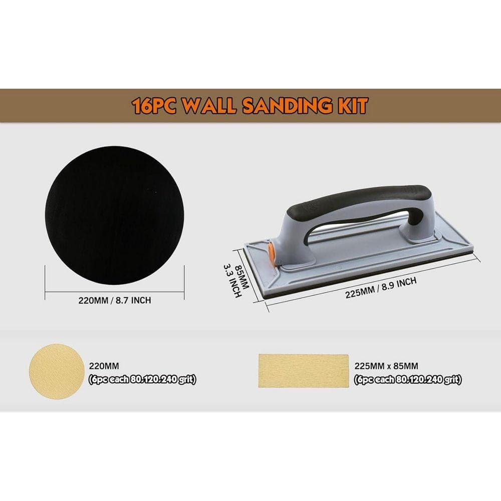KIWDZFU Drywall Hand Sander Radial Rectangular with Threaded Extension Pole Adapter for Wood Metal Cleaning Polishing (2)
