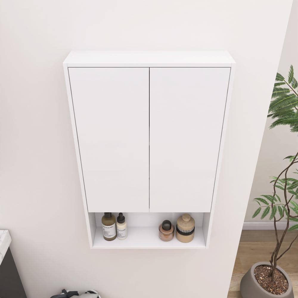 UPIKER 23.3 in. W x 5.9 in. D x 37.4 in. H Bathroom Storage Wall Cabinet in Glossy White (3)