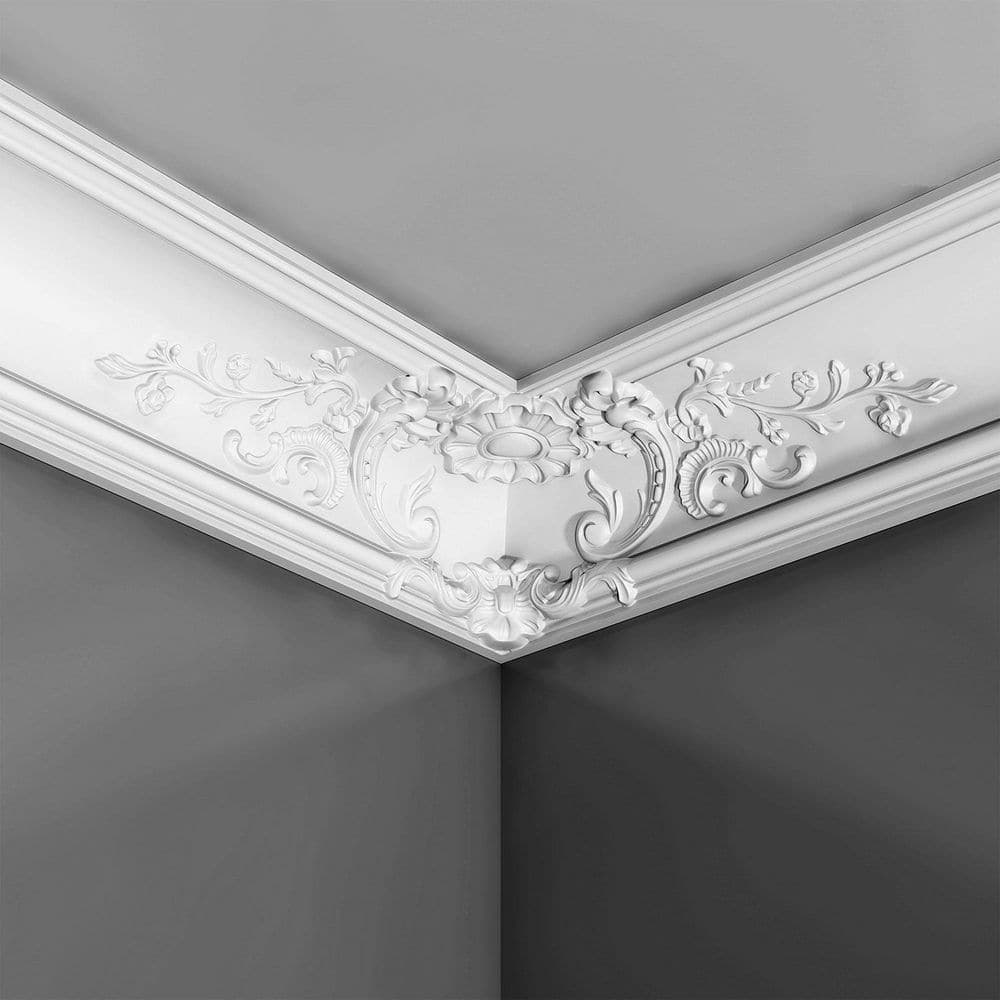 ORAC DECOR 7-1/4 in. x 7-1/4 in. x 78-3/4 in. Acanthus Leaves Primed White High Density Polyurethane Crown Moulding (3)