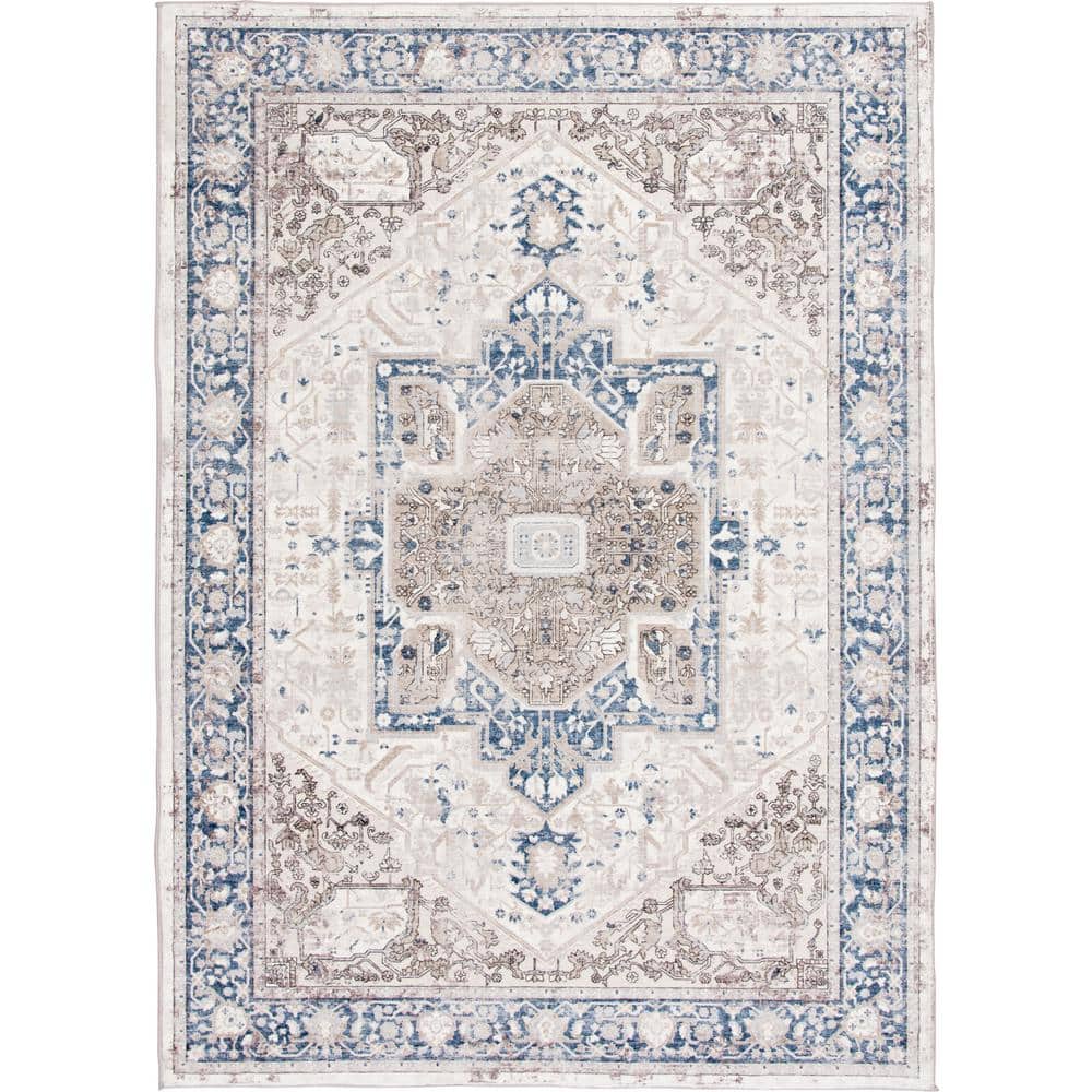 Home Decorators Collection Silky Medallion Multi 5 ft. x 7 ft. Medallion Polyester Area Rug (2)