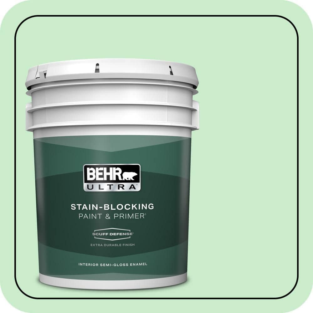 BEHR ULTRA 5 gal. #P390-2 Chilled Mint Extra Durable Semi-Gloss Enamel Interior Paint & Primer