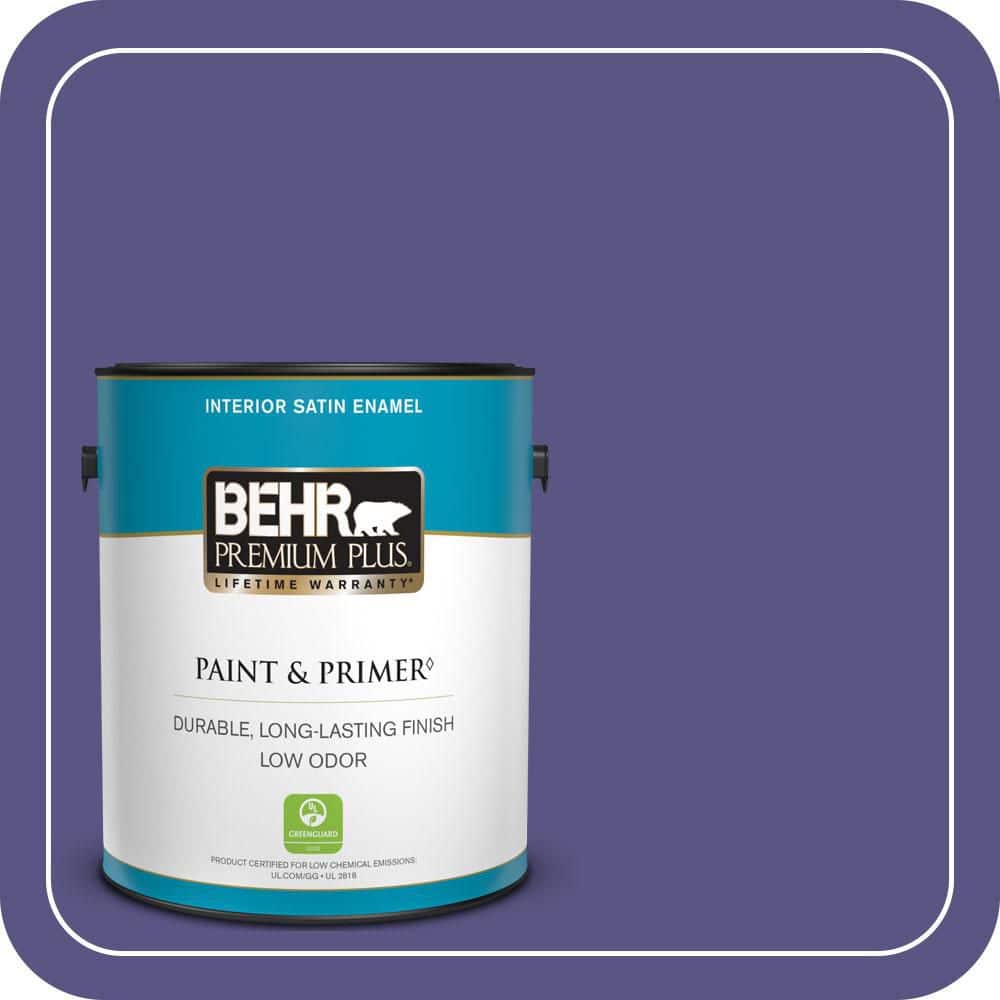 BEHR PREMIUM PLUS 1 gal. #PPU16-01 Aurora Splendor Satin Enamel Low Odor Interior Paint & Primer