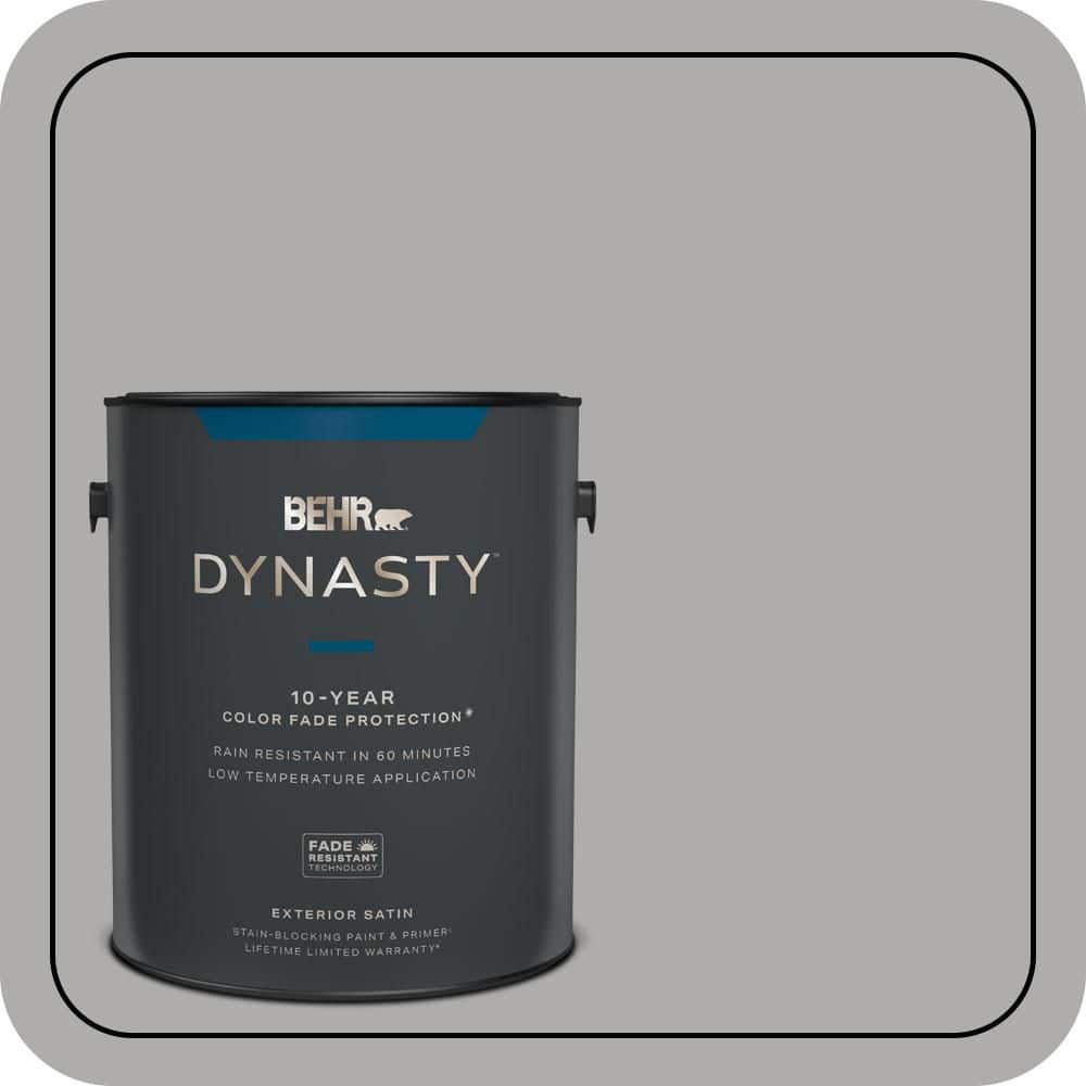 BEHR DYNASTY 1 gal. #N520-3 Flannel Gray Satin Enamel Exterior Stain-Blocking Paint & Primer
