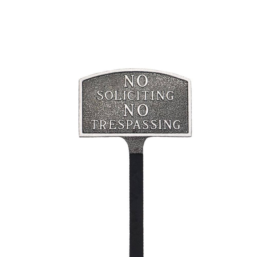 Montague Metal Products No Soliciting, No Trespassing Arch Small Statement Plaque with 23 in. Lawn Stake - Swedish Iron (2)