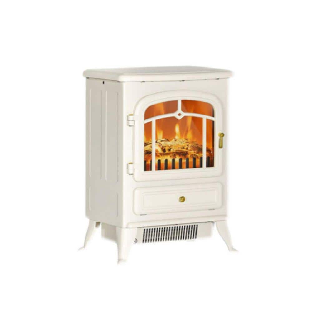 Unbranded 1450-Watt Beige Electric Fireplace Heater Furnace with Realistic LED Flames and Logs (1)