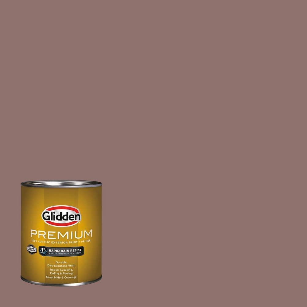 Glidden Premium 1 qt. PPG1054-6 Oakwood Brown Satin Exterior Latex Paint