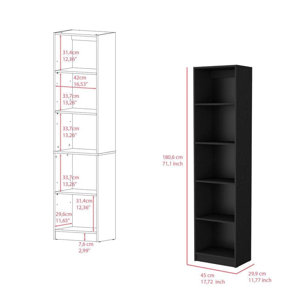 Tahanbath 17.72 in. W x 11.77 in. D x 71.10 in. H Black Wood Freestanding Linen Cabinet with 5-Shelves in Black (3)