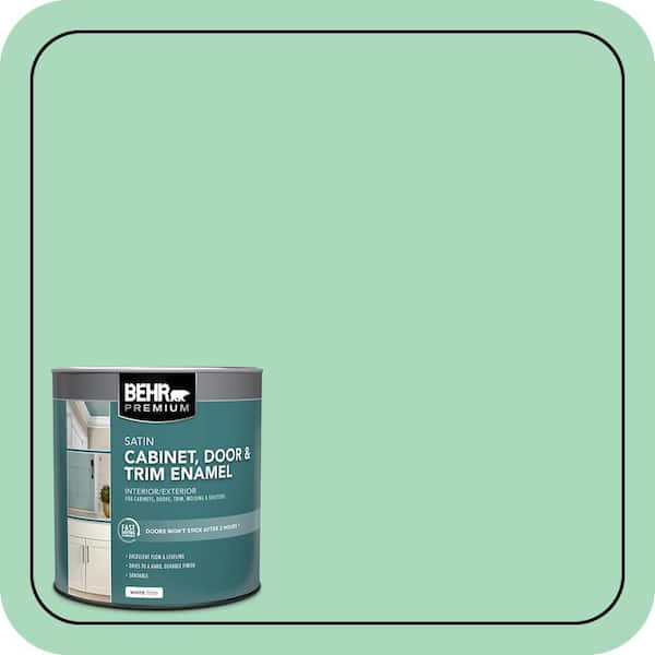 BEHR PREMIUM 1 qt. #P410-3 Shanghai Jade Satin Enamel Interior/Exterior Cabinet, Door & Trim Paint (2)
