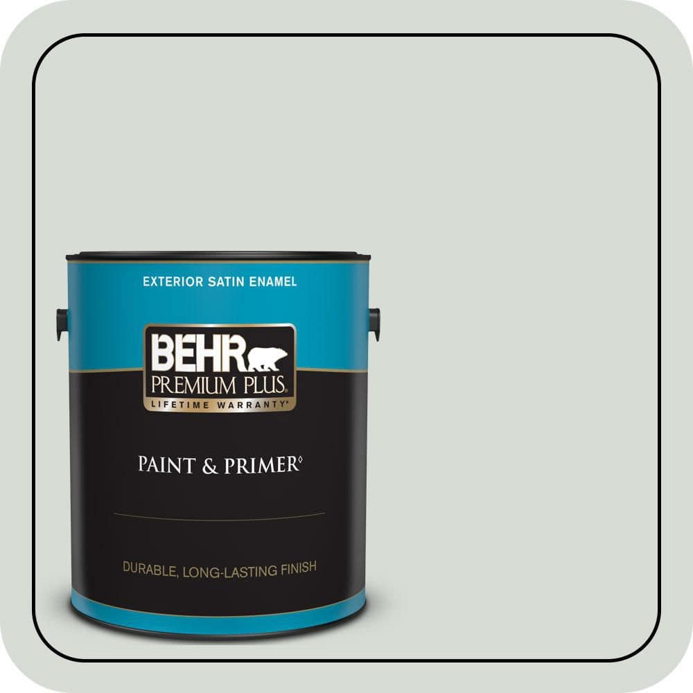 BEHR PREMIUM PLUS 1 gal. #PWN-67 Nurture Satin Enamel Exterior Paint & Primer