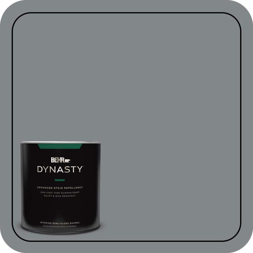BEHR DYNASTY 1 qt. #N500-5 Magnetic Gray color One-Coat Hide Semi-Gloss Enamel Interior Stain-Blocking Paint and Primer