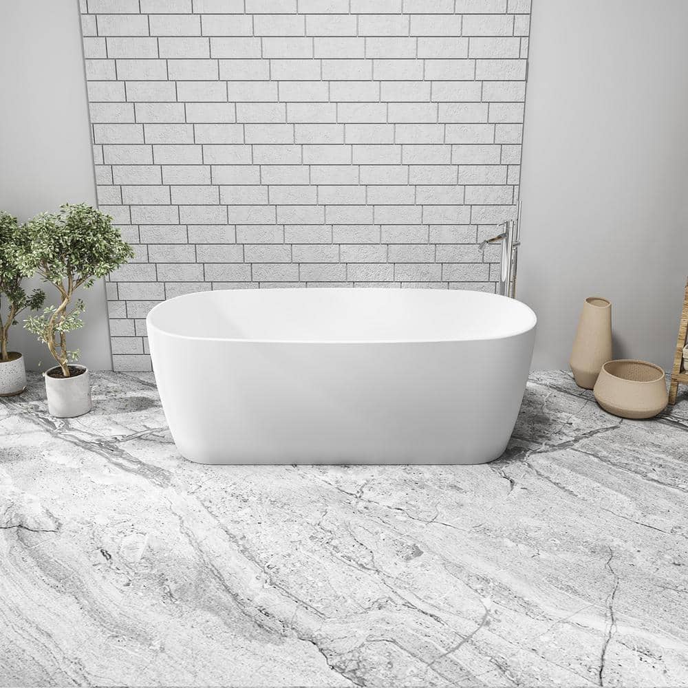 ROSWELL Azagra 67 in. Acrylic Flatbottom Soaking Bathtub in Matt White (3)