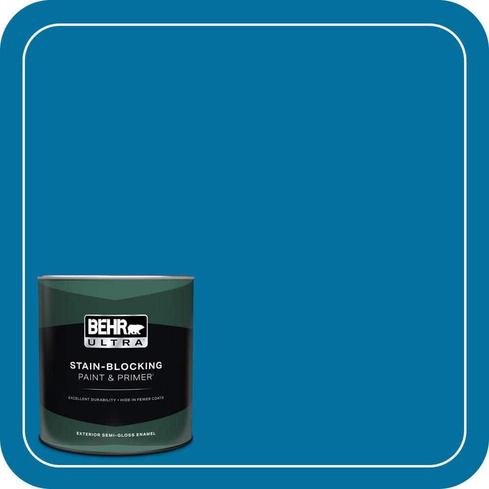 BEHR ULTRA 1 qt. #550B-7 Blue Ocean Semi-Gloss Enamel Exterior Paint & Primer