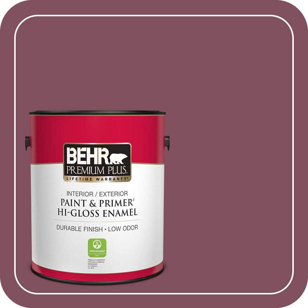 BEHR PREMIUM PLUS 1 gal. #T17-14 Artful Magenta Hi-Gloss Enamel Interior/Exterior Paint & Primer