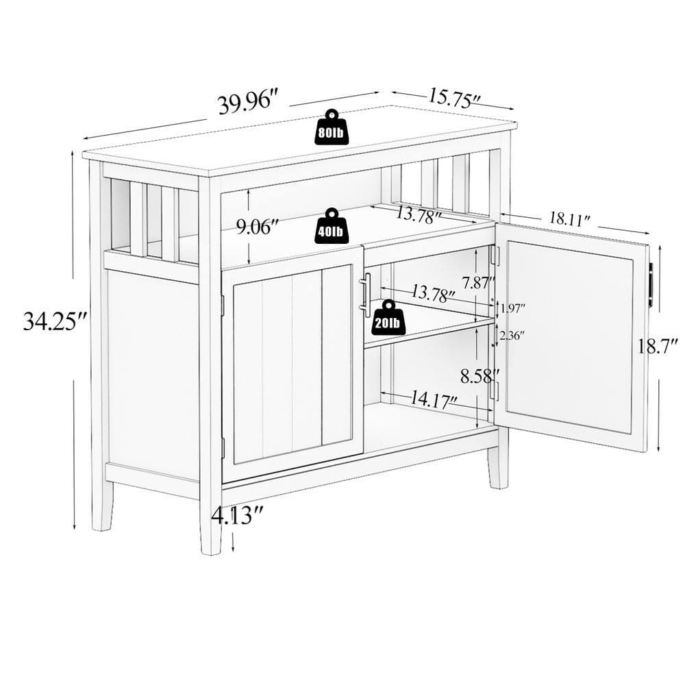 Unbranded 39.96 in. W x 15.75 in. D x 34.06 in. H Bathroom White Linen Cabinet (2)