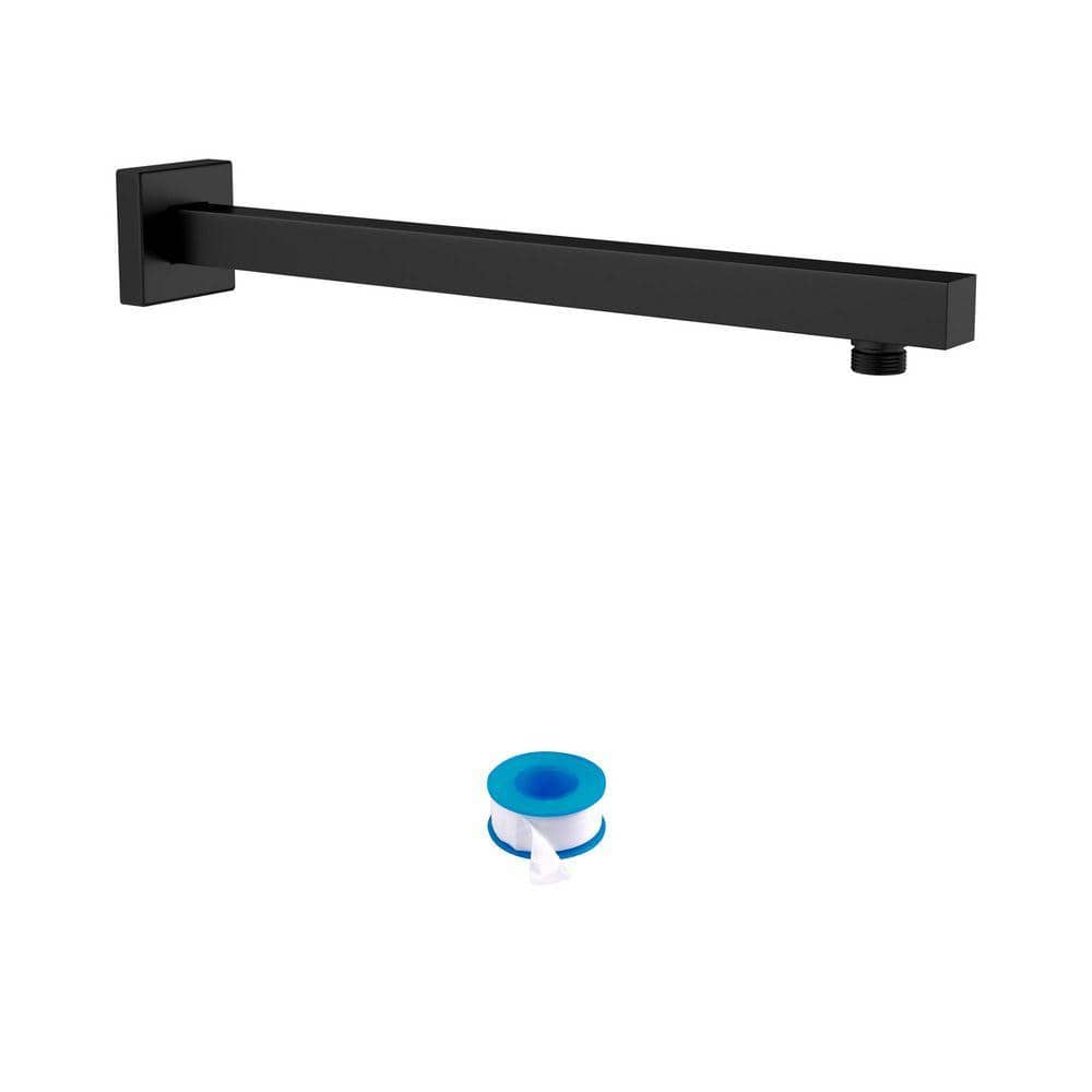 Logmey 16 in. Straight Rain Shower Arm Extension in Matte Black with Square Shower Escutcheon (1)