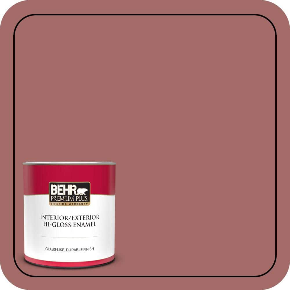BEHR PREMIUM PLUS 1 qt. #S150-5 Vermilion Hi-Gloss Enamel Interior/Exterior Paint & Primer (1)