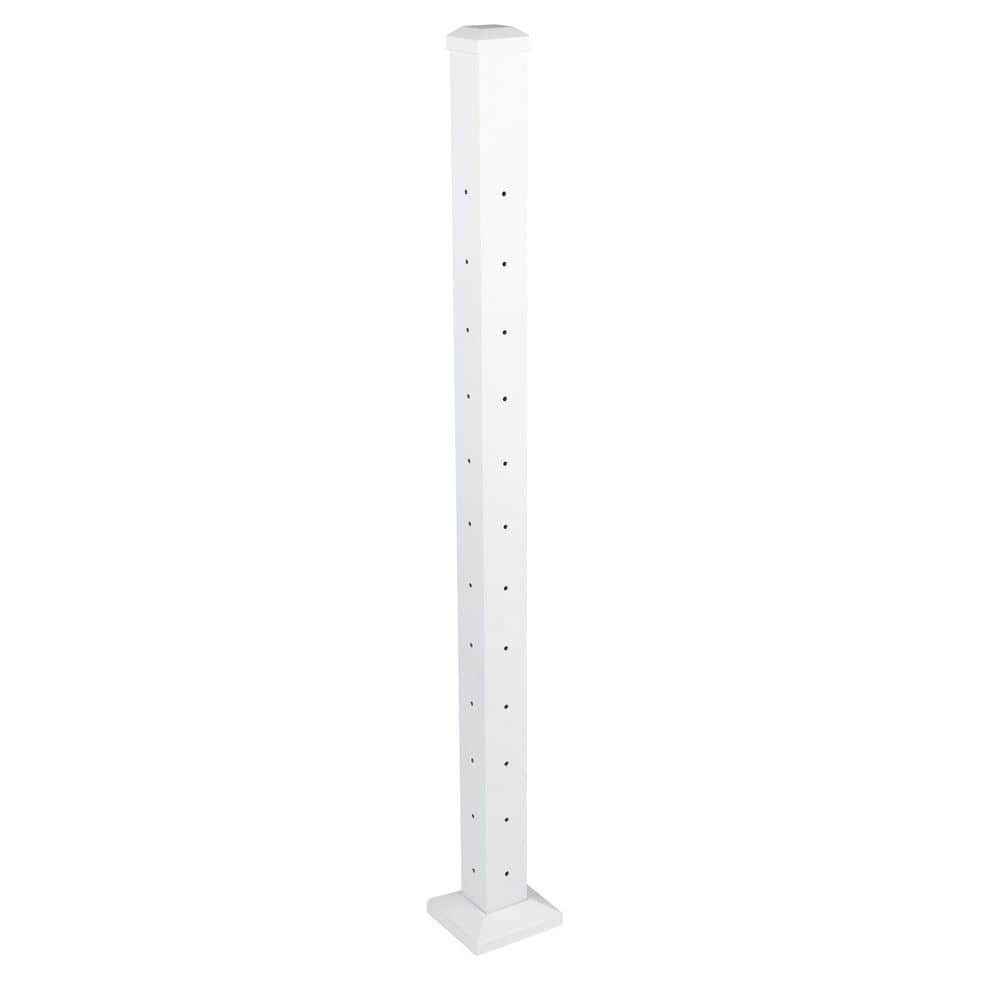 Deckorators Cable Rail 2-1/2 in. x 2-1/2 in. x 44 in. Textured White Aluminum Corner Post for Cable Railing System (1)
