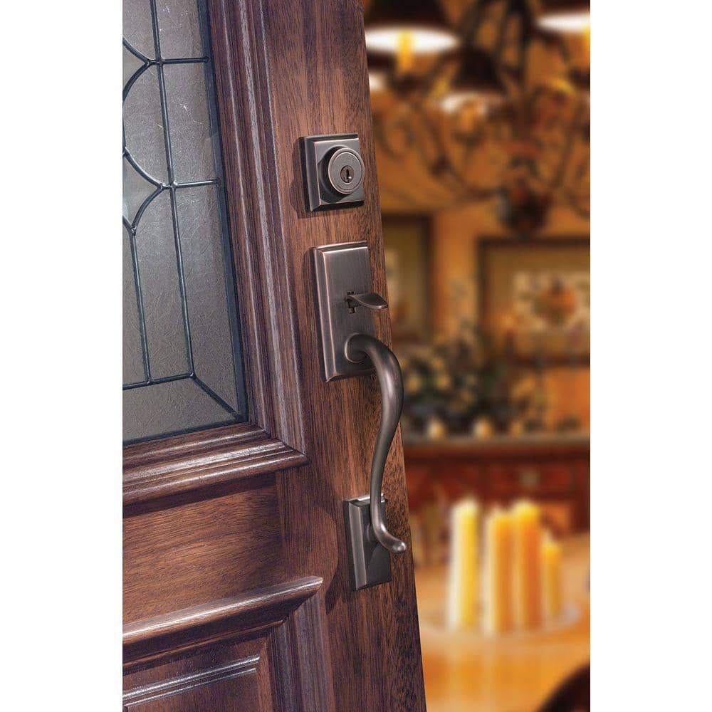 Kwikset Hawthorne Venetian Bronze Single Cylinder Door Handleset with Juno Door Knob Featuring SmartKey Security (2)