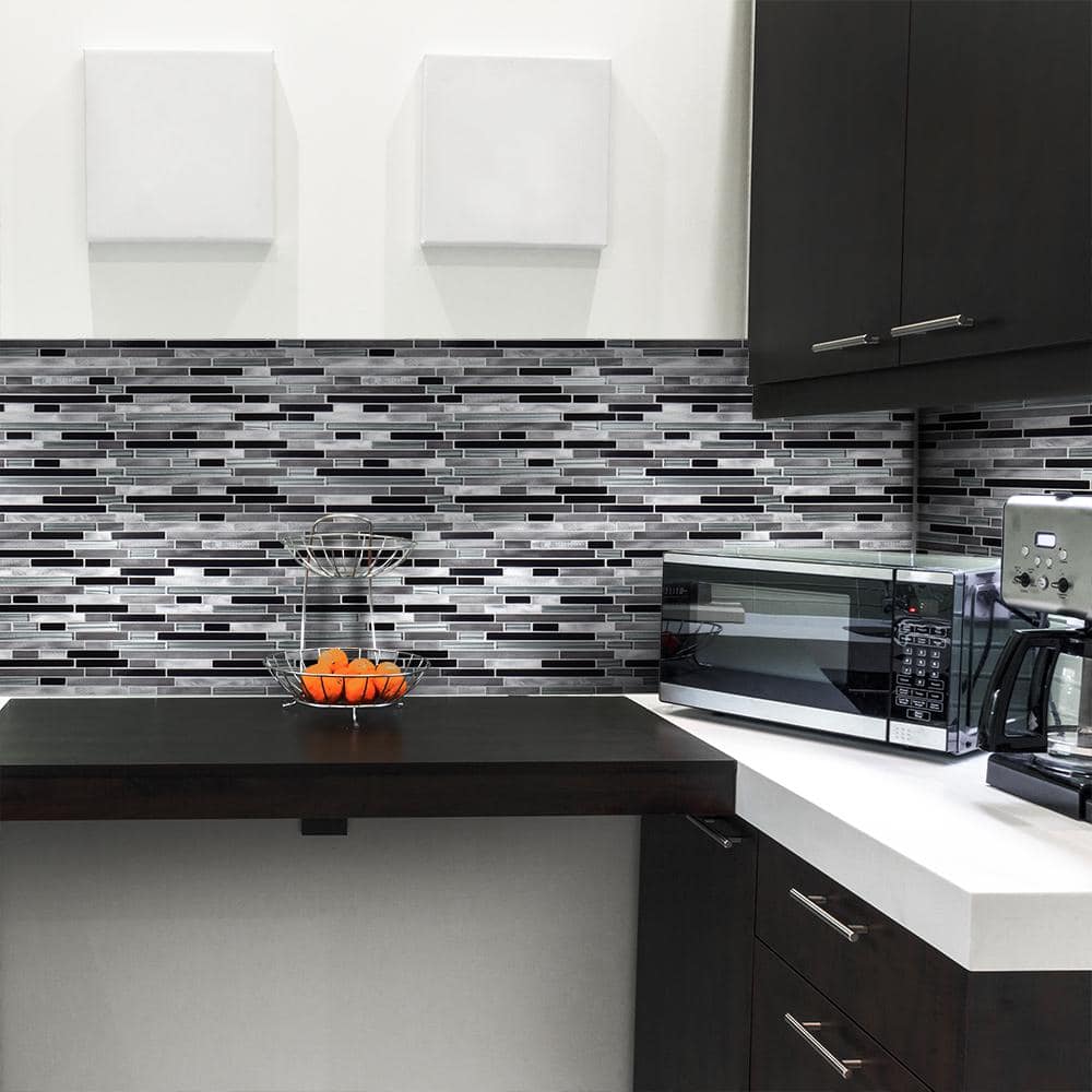 Jeffrey Court Binary Code Gray and Blue 11.625 in. x 11.625 in. Interlocking Glass and Metal Mosaic Tile (0.948 sq. ft./Each) (3)
