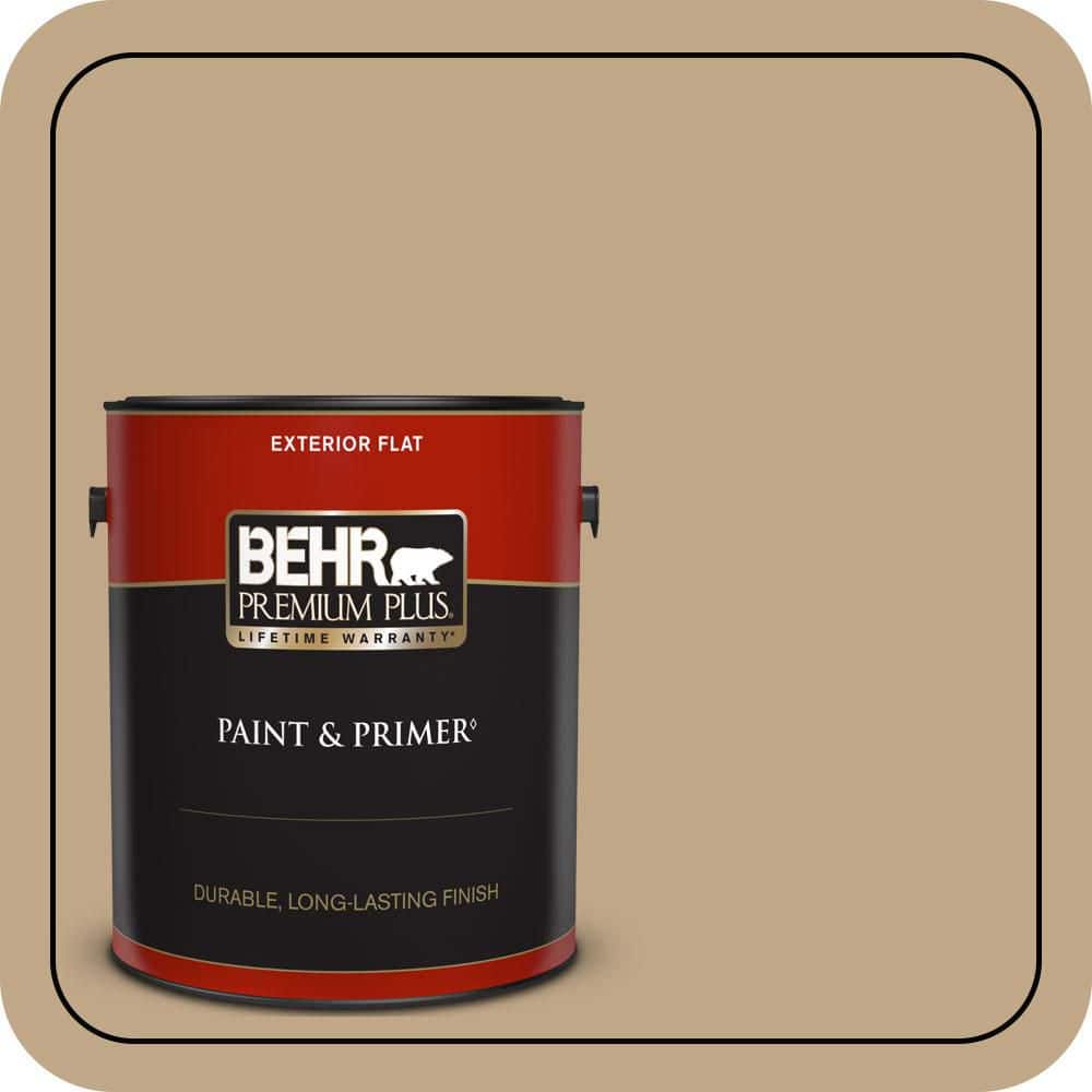 BEHR PREMIUM PLUS 1 gal. #T16-16 Symphony Gold Flat Exterior Paint & Primer