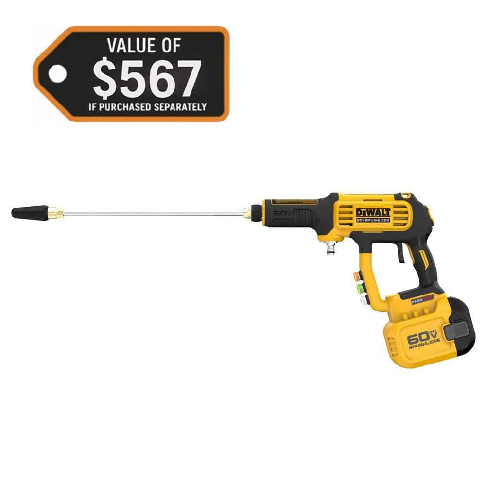 DEWALT FLEXVOLT 60V MAX 1000 PSI 1.0 GPM Cold Water Cordless Battery Power Cleaner Kit w/(1) FLEXVOLT 3 Ah Battery and Charger