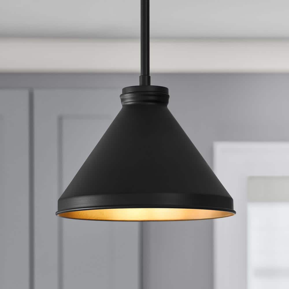PRIVATE BRAND UNBRANDED 6 in. Matte Black Metal Cone Shaped Replacement Pendant Shade with 2.25 in. Neckless Fitter (3)