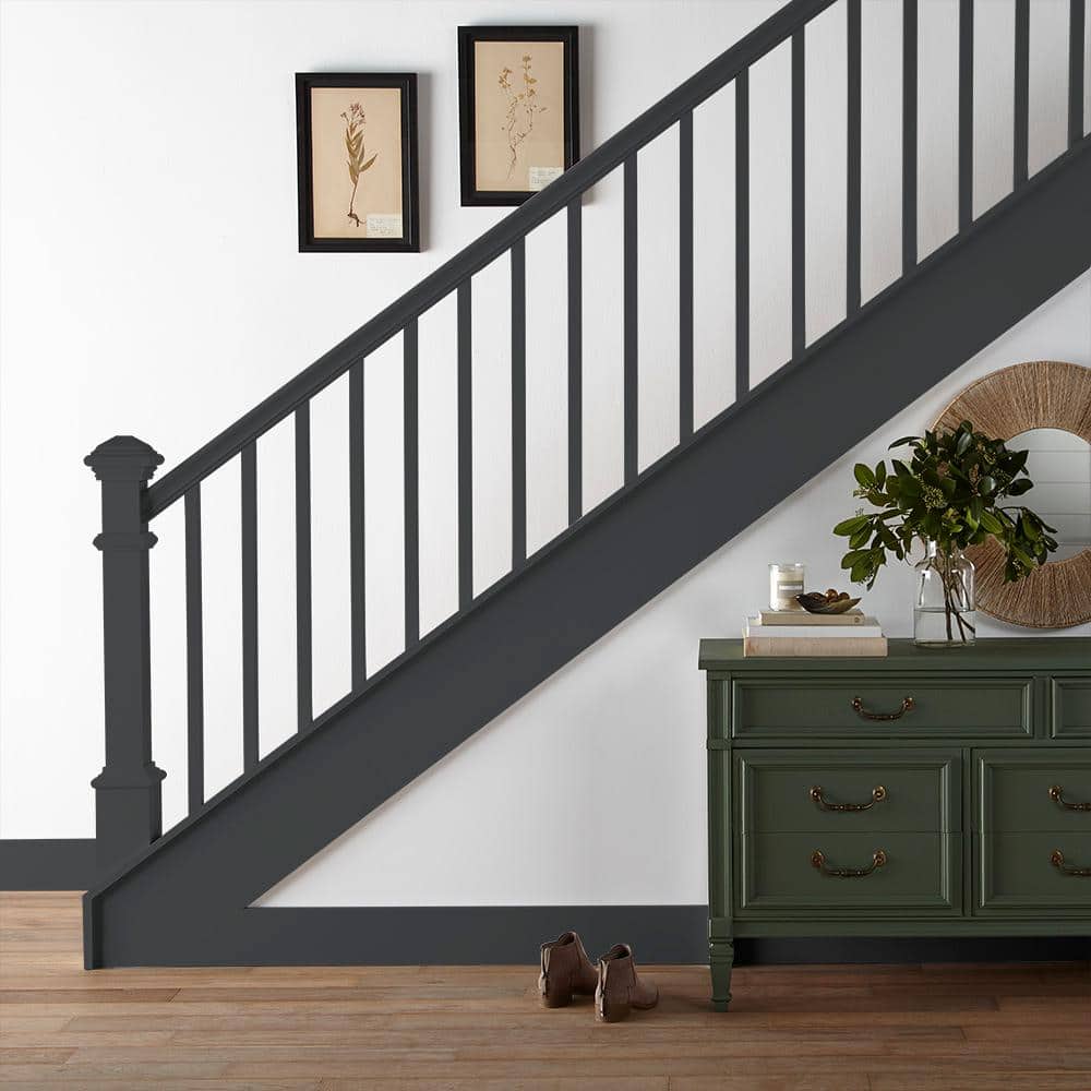 BEHR PREMIUM 1 gal. #PPU18-01 Cracked Pepper Urethane Alkyd Satin Enamel Interior/Exterior Paint (3)