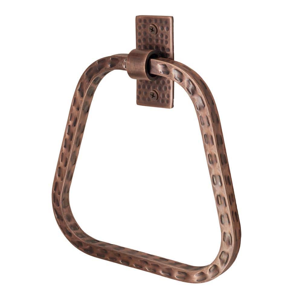 Monarch Abode Hammered Wall Mount Towel Ring in Antique Copper