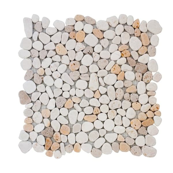 Jeffrey Court Creama River Rock 11.25 in. x 11.25 in. Honed Marble/ Limestone Floor and Wall Mosaic Tile (.0878 sq. ft./Each)