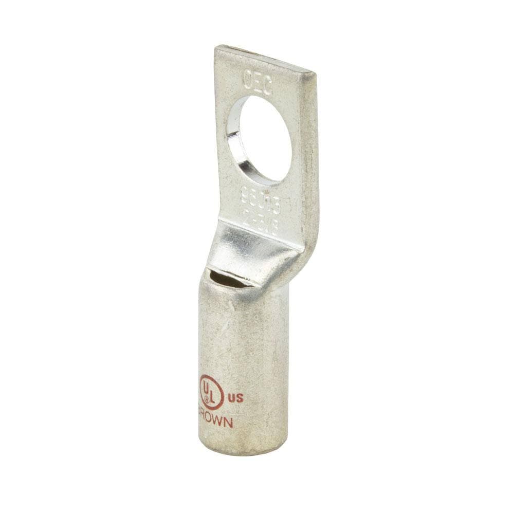 Commercial Electric Copper 1-Hole Straight Short Barrel Compression Lug for #2 Stranded Wire, Brown (2)