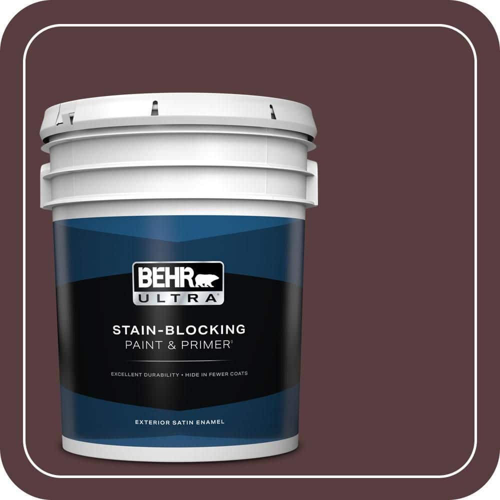 BEHR ULTRA 5 gal. #PPU1-02 Divine Wine Satin Enamel Exterior Paint & Primer