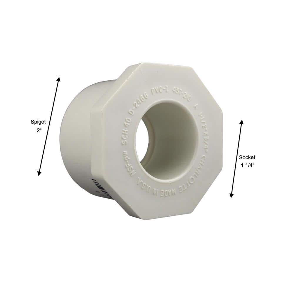 Charlotte Pipe 2 in. x 1-1/4 in. PVC Schedule 40-Reducer Bushing SPG X S (4)