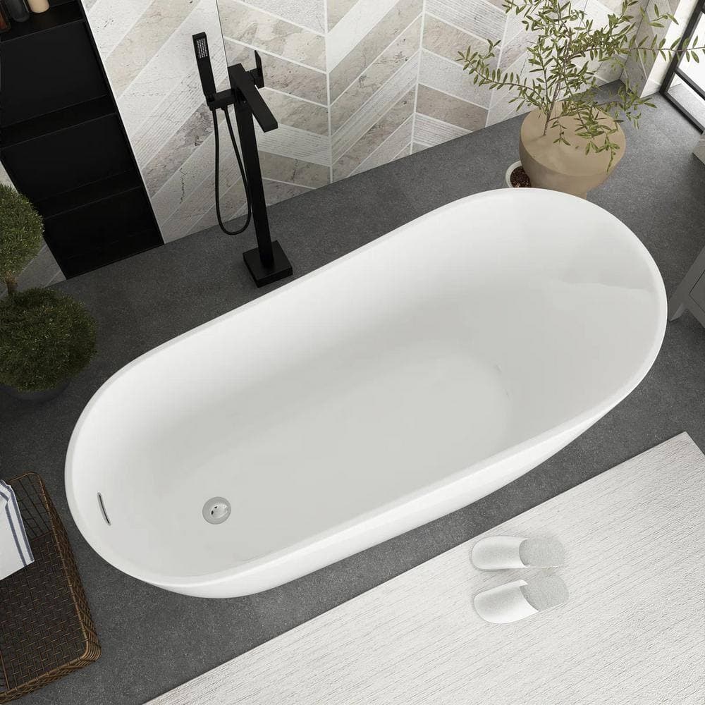 Boosicavelly 67 in. 32 in. Acrylic Freestanding Soaking Bathtub with Reversible Drain (4)