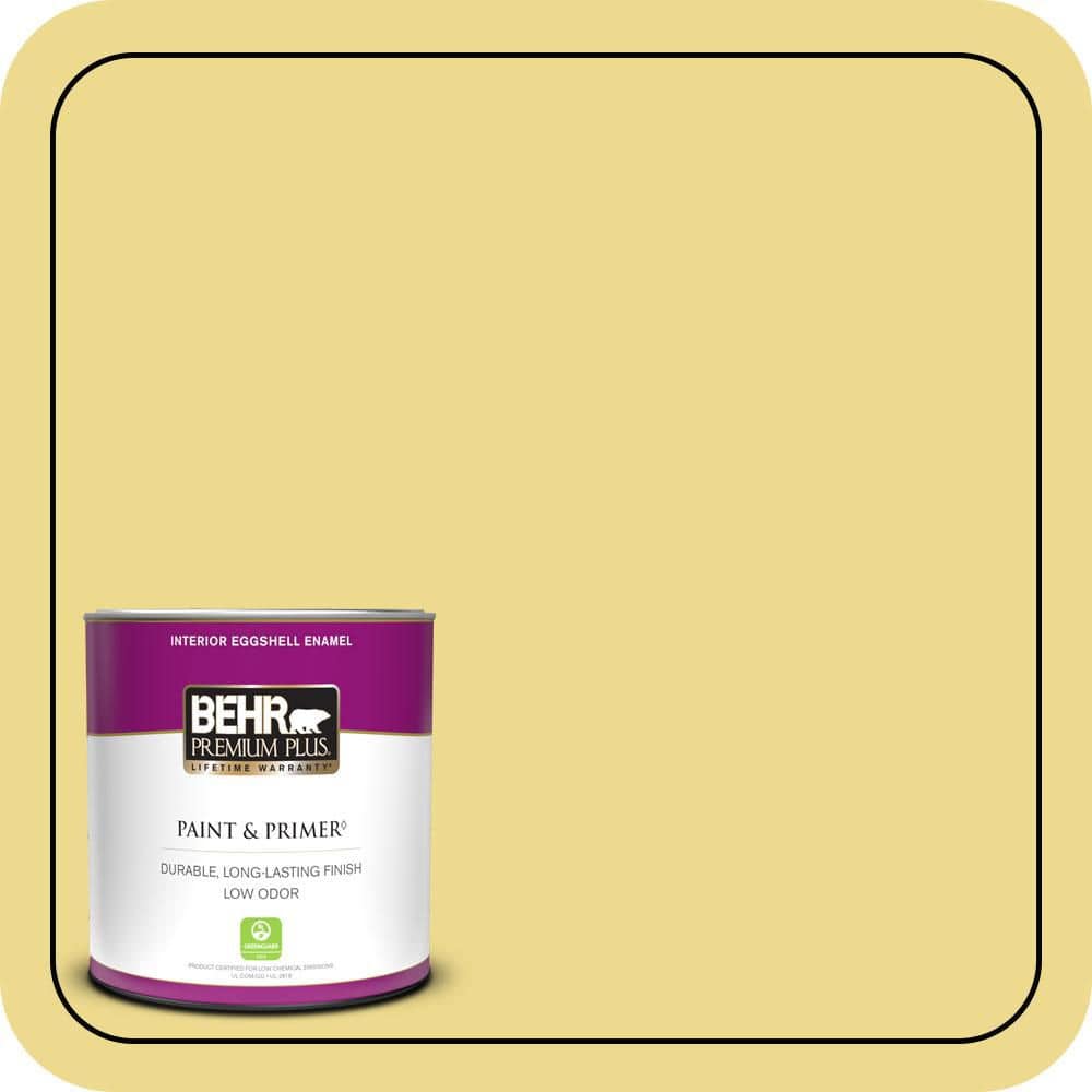 BEHR PREMIUM PLUS 1 qt. #P320-4 Pineapple Crush Eggshell Enamel Low Odor Interior Paint & Primer