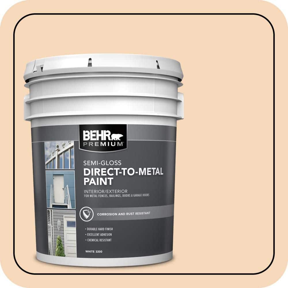 BEHR PREMIUM 5 gal. #PPU4-11 Porcelain Peach Semi-Gloss Direct to Metal Interior/Exterior Paint