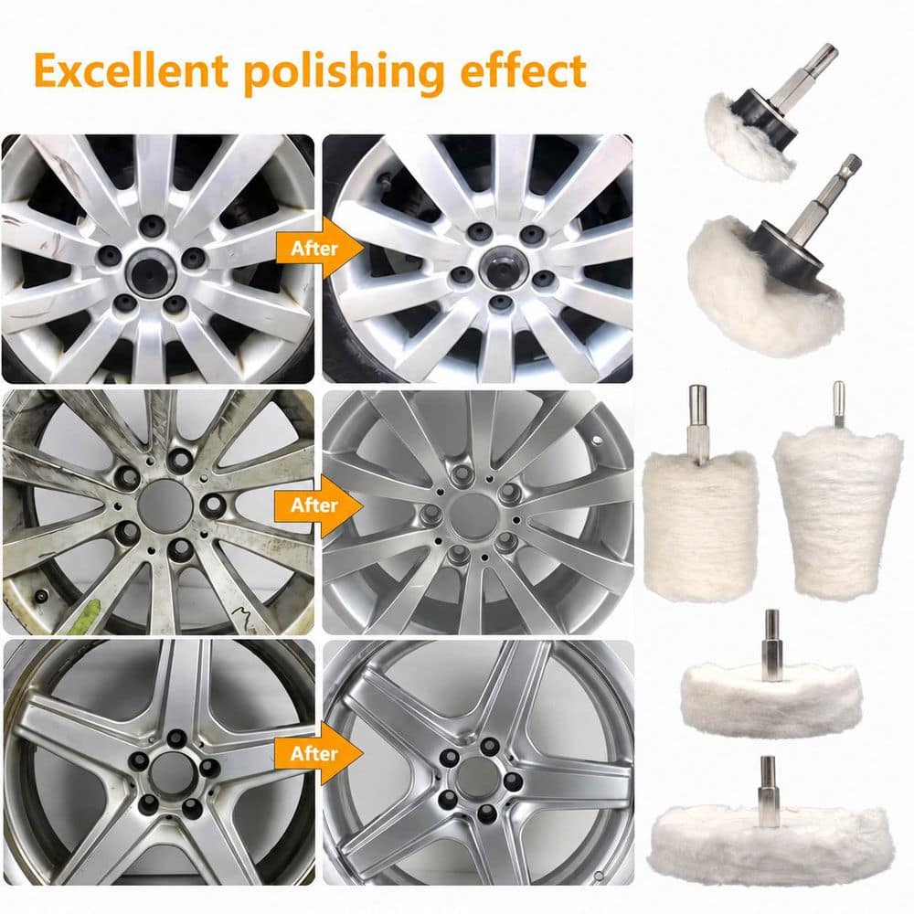LAIFUCAM 6 Pieces Cotton Polishing Wheel Kit for Drill with Multi Shape Buffing Pads for Metal, Wood, Plastic, Ceramic (3)