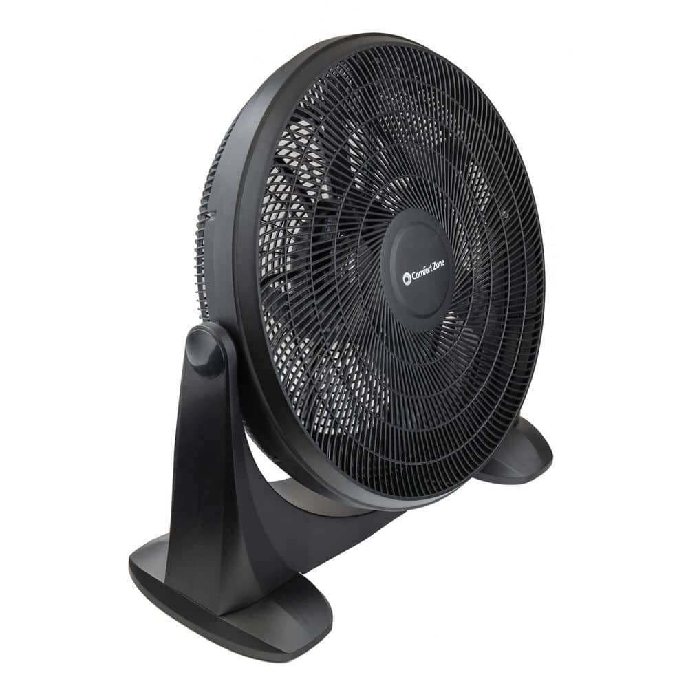 Comfort Zone 20 in. 3-Speed Floor Fan with Adjustable Tilt in Black (1)