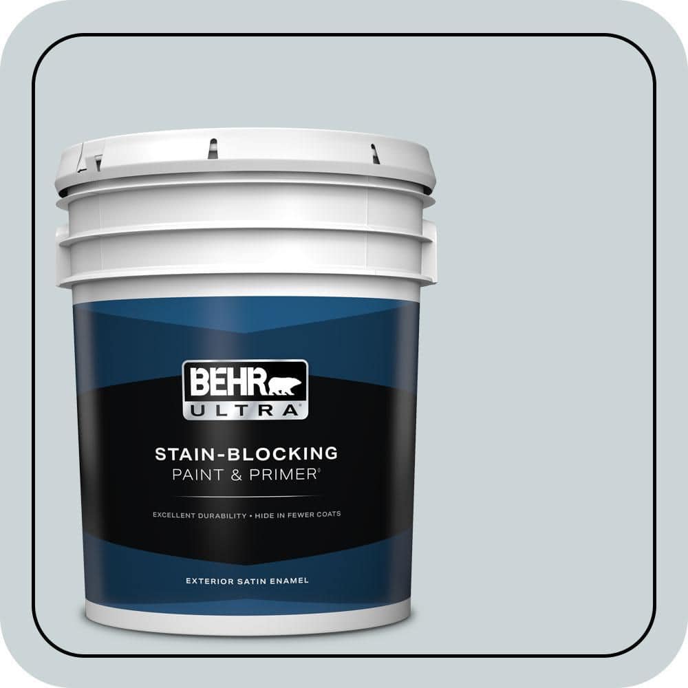 BEHR ULTRA 5 gal. #N470-1 Ash Blue Satin Enamel Exterior Paint & Primer
