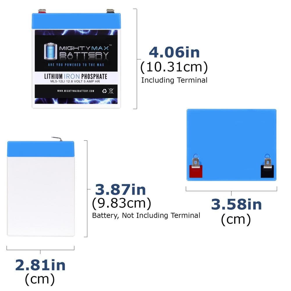 MIGHTY MAX BATTERY 12-Volt 5AH Lithium Replacement Battery compatible with EB1250, ELB 1250A (2)