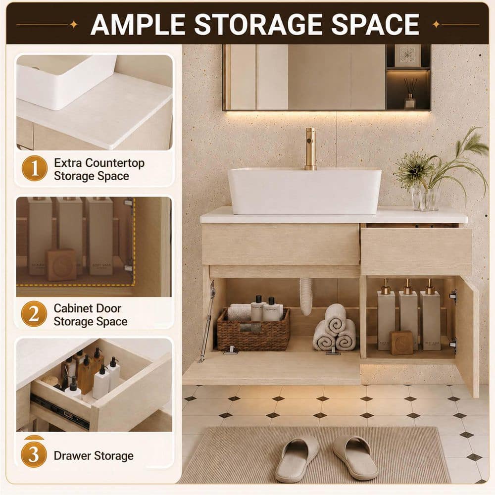 Bezeit 31.5 in. Wall Mounted Bath Vanity with Top and Ceramic Vessel Sink (Self Assembly Needed) (4)