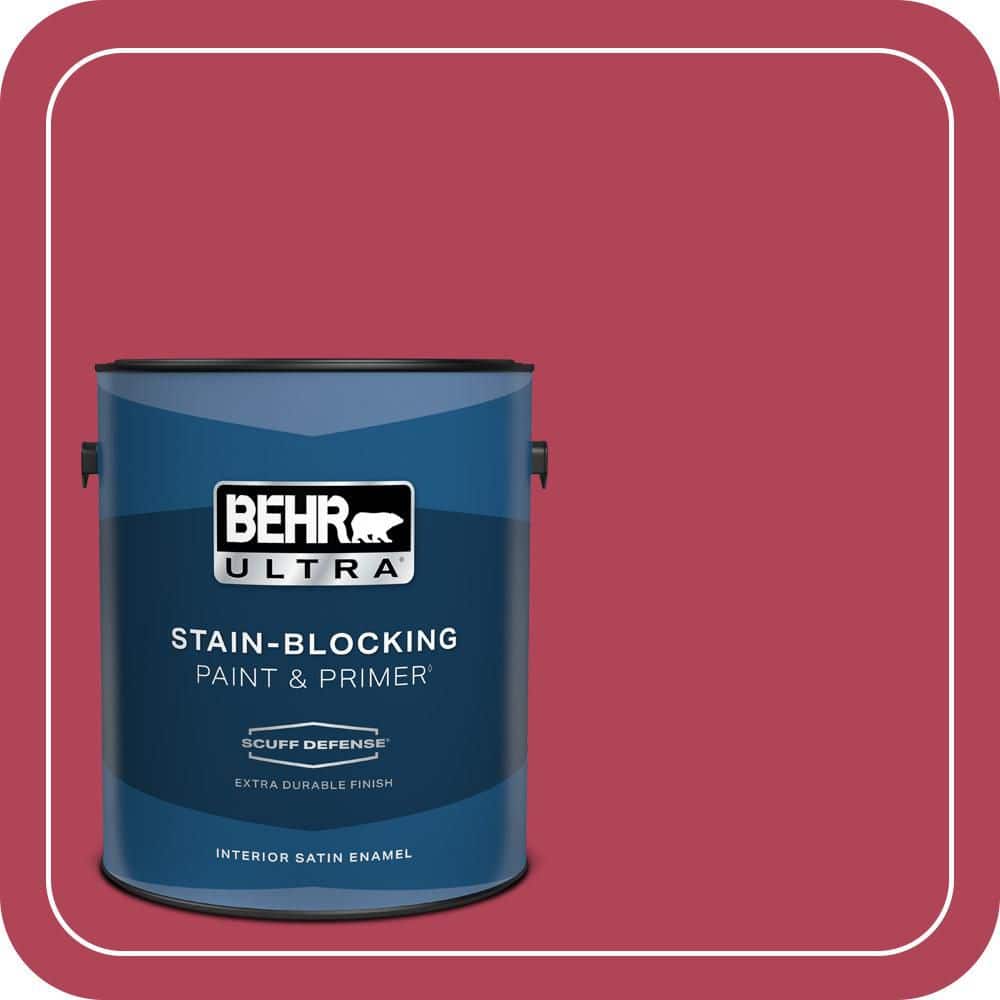 BEHR PREMIUM PLUS 1 gal. #130B-7 Cherry Wine Semi-Gloss Enamel Low Odor Interior Paint & Primer (1)