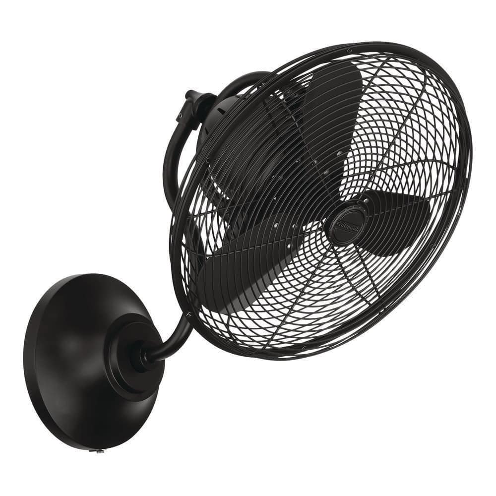 CRAFTMADE Bellows I 16 inch 3 Speed Oscillating Flat Black Finish Indoor/Outdoor Hardwired Mounted Wall Fan (1)