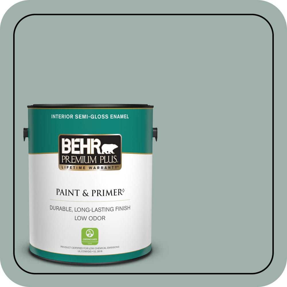 BEHR PREMIUM PLUS 1 gal. #N430-3 Garden Vista Semi-Gloss Enamel Low Odor Interior Paint & Primer