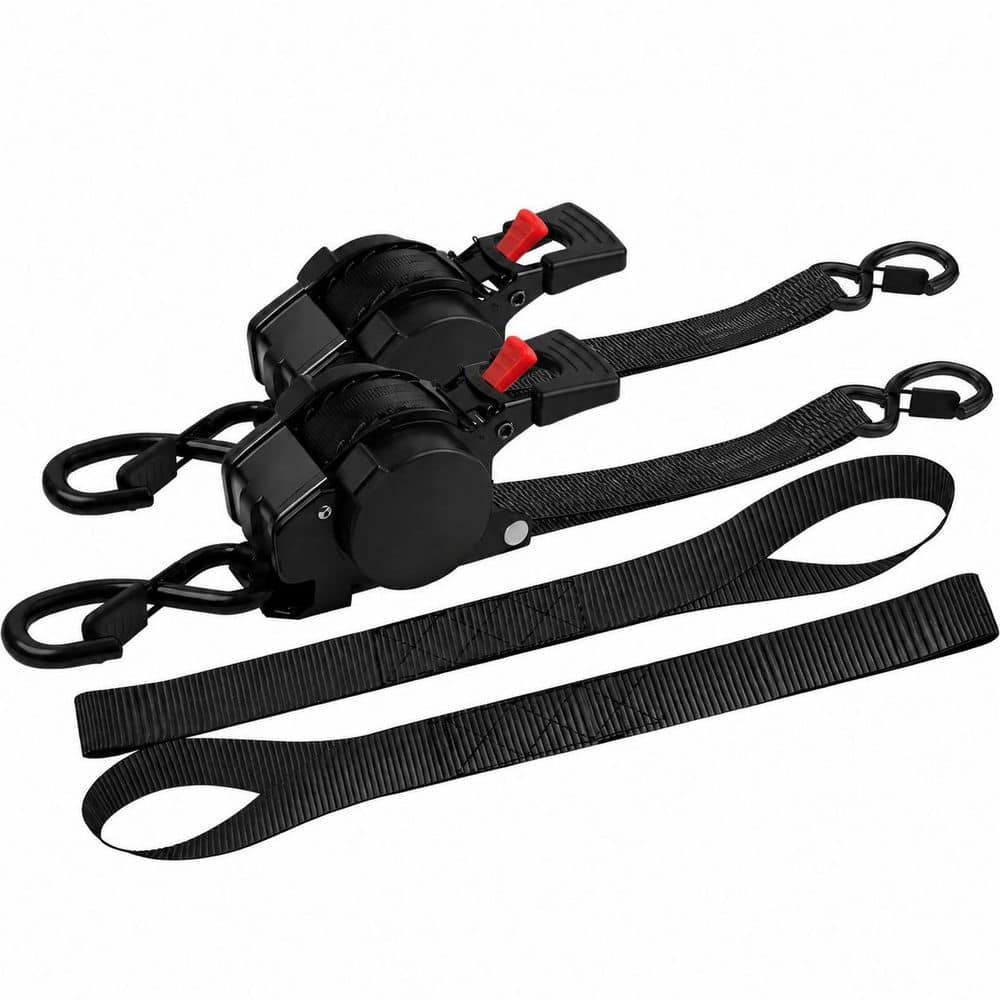 LAIFUCAM 15 ft. x 1 in. Auto Retractable Ratchet Tie Down Straps with Soft Loop Controlled Retraction for Truck Motorcycle Cargo (1)