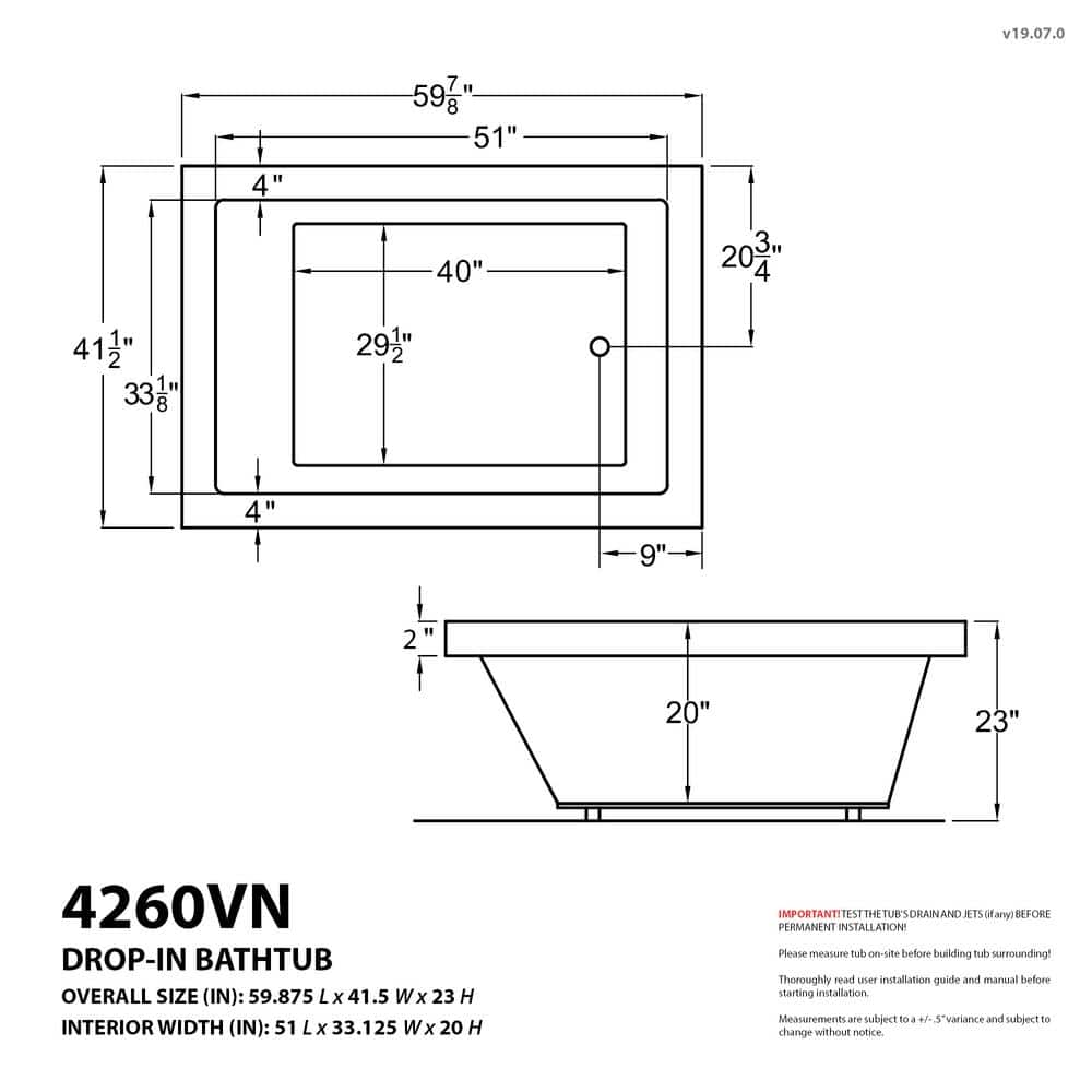 Universal Tubs Sapphire Series 60 in. 42 in. Rectangular Whirlpool Bathtub with Side Drain and V-Style Back Jets Glossy (4)