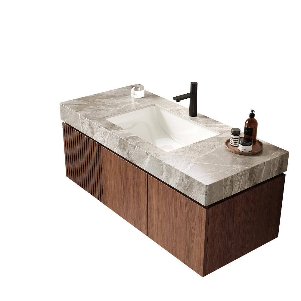 Unbranded 48 x 19 in. Undermount Ceramic Bathroom Sink in Light Gray with One Standard Pre-drilled Faucet Hole (2)