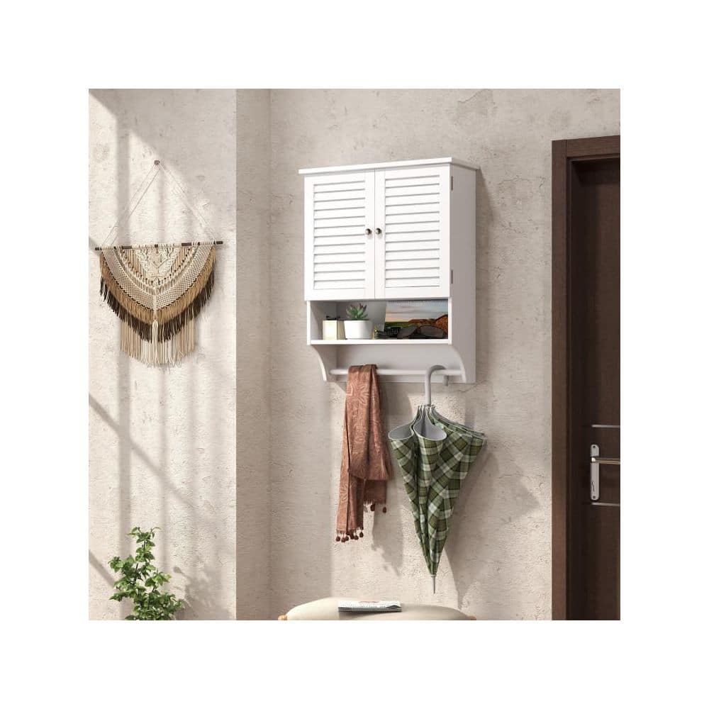 Boyel Living 23.5 in. W x 8.5 in. D x 29.5 in. H Bathroom Storage Wall Cabinet in White with Towel Bar (2)