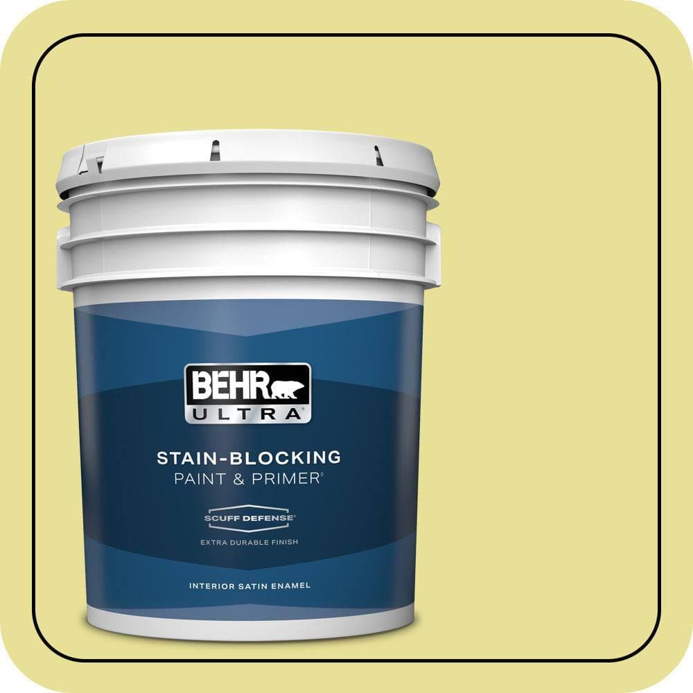 BEHR ULTRA 5 gal. #P340-3 Reviving Green Extra Durable Satin Enamel Interior Paint & Primer
