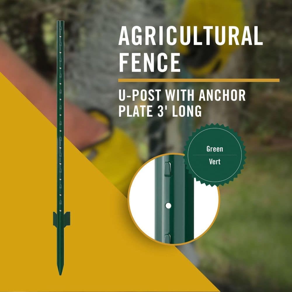 NUVO IRON 1.25 in. x 3 ft. Green U-Post (5-Pack) (3)
