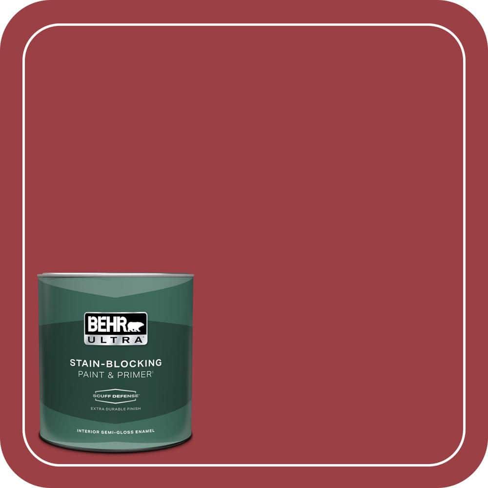BEHR ULTRA 1 qt. #QE-06 Reddest Red Extra Durable Semi-Gloss Enamel Interior Paint & Primer